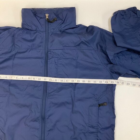LL Bean Navy Blue Mens Large Zip-Up Windbreak Rain Jacket Outdoor Active Hooded - Picture 11 of 12